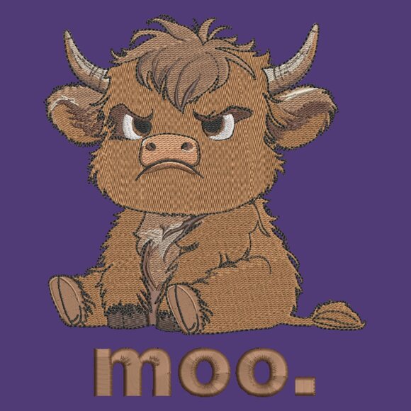 Grumpy Highland Cow Embroidered Adult Unisex Crewneck Sweatshirt - Picture 13 of 16